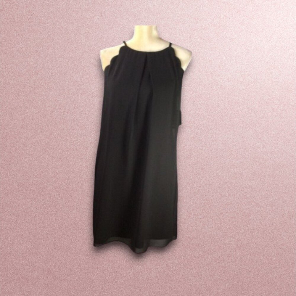 I.N. San Francisco Black Mini Dress Size Large Sleeveless Scalloped